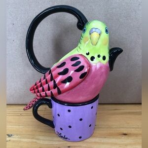 Babs Flights of Fancy Parakeet Teapot for One Set